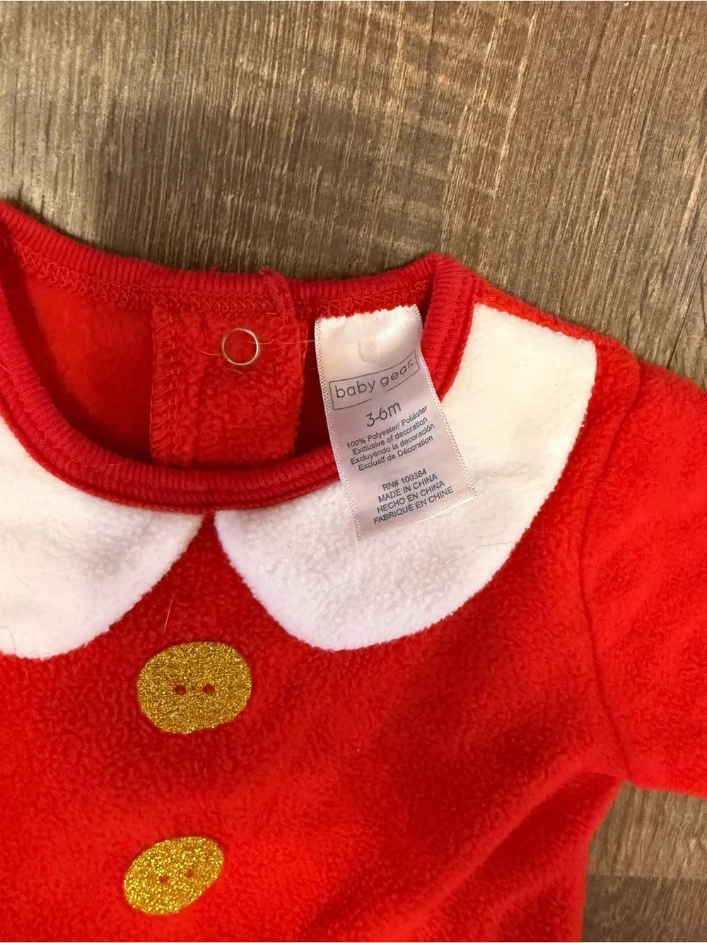Baby Gear Red Tutu Footed Holiday Costume with White Collar